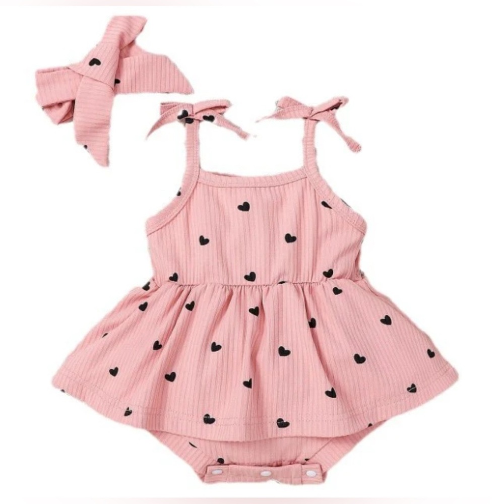 Pink Heart Pattern Kids Bodysuit